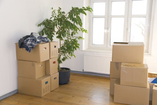 Boxes and household items prepared for recycling in Chelsea