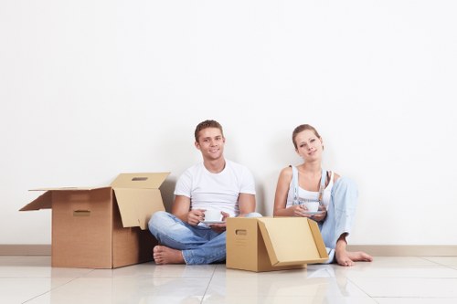Packed boxes and furniture ready for removals in Chelsea