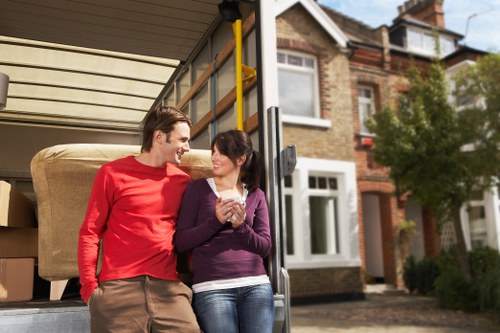 Boxes and furniture measured for a cubic-yard removals quote